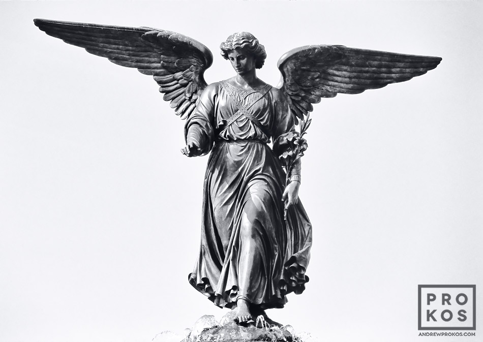 Bethesda Terrace Angel Fountain, Central Park II - Framed Photograph by  Andrew Prokos