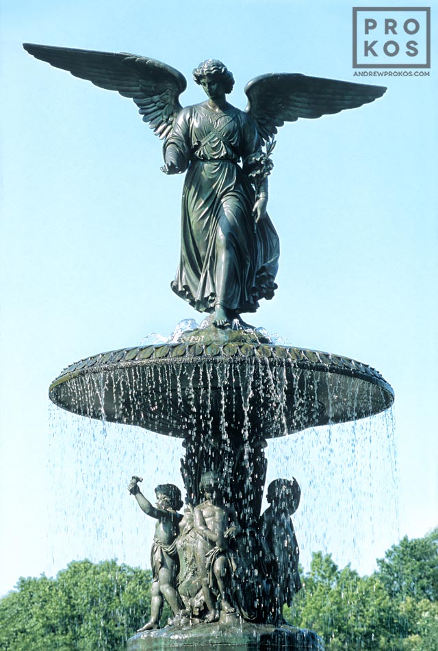 Bethesda Terrace Angel Fountain, Central Park II - Framed Photograph by  Andrew Prokos