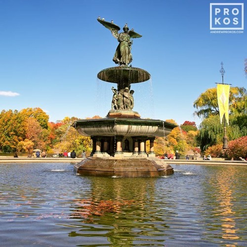 The famous Angel Fountain at Bethesda Terrace in Central Park in Autumn, New York City