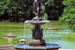 A landscape photo of the famous Angel Fountain at Bethesda Terrace in New York's Central Park
