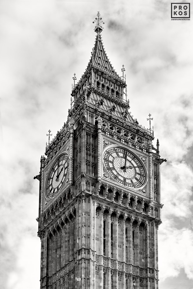 View of Big Ben, London - Black & White Photograph by Andrew Prokos
