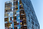 A colorful architectural photo of the Blue Residential Tower by architect Bernard Tschumi in the Lower East Side of Manhattan. Large-scale framed prints of this photo are available up to 80 inches in height.