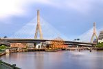 A view of Boston's Zakim Bridge captured with a six minute long exposure by photographer Andrew Prokos