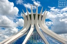 A view of the Cathedral of Brasilia during the day. Vista da Catedral de Brasilia.