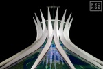 A long-exposure view of the Cathedral of Brasilia at night, Brasilia, Brazil. From the award-winning fine art architecture series 'Niemeyer's Brasilia'.