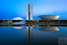 A long-exposure view of the Congresso Nacional (Congress) of Brazil at dusk, Brasilia. From the award-winning fine art architecture series 'Niemeyer's Brasilia'