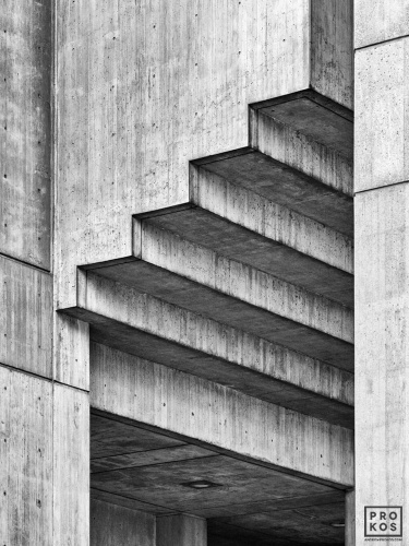Black and white architectural photography of the brutalist facade of Boston's City Hall building by photographer Andrew Prokos. Limited edition prints of this photo are available up to 72 inches in width
