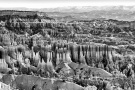 Black and white photography of a panoramic view of Bryce Canyon National Park in Utah. Large-format fine art prints of this photo are available up to 120 inches wide and framed in various wood, metal and acrylic styles. 