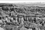 Black and white photography of a panoramic view of Bryce Canyon National Park in Utah. Large-format fine art prints of this photo are available up to 120 inches wide and framed in various wood, metal and acrylic styles. 