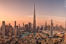 An ultra high-definition city view photo of the Burj Khalifa and Dubai at sunset, United Arab Emirates