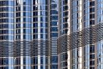 An architectural detail from the facade of the Burj Khalifa tower in Dubai, UAE