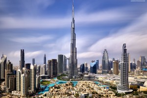 View of Burj Khalifa and Dubai Skyline at Night - Framed Photo by ...