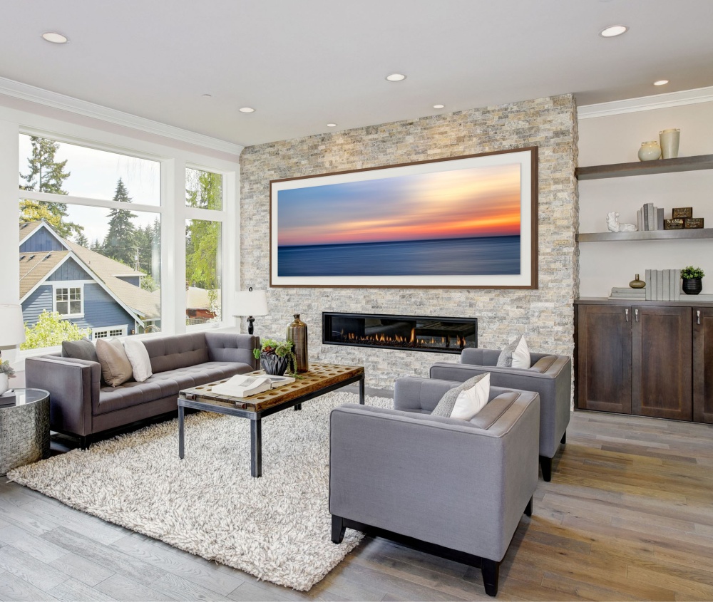 A large-format framed seascape photograph of Cape Cod, MA by photographer Andrew Prokos