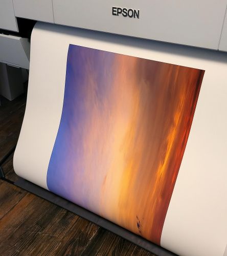 A large-format fine art print of 'Cape Cod Skyscape II' by photographer Andrew Prokos in production for a new collector in NYC.