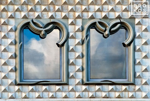 Manueline-style windows from the Casa dos Bicos, Lisbon, Portugal