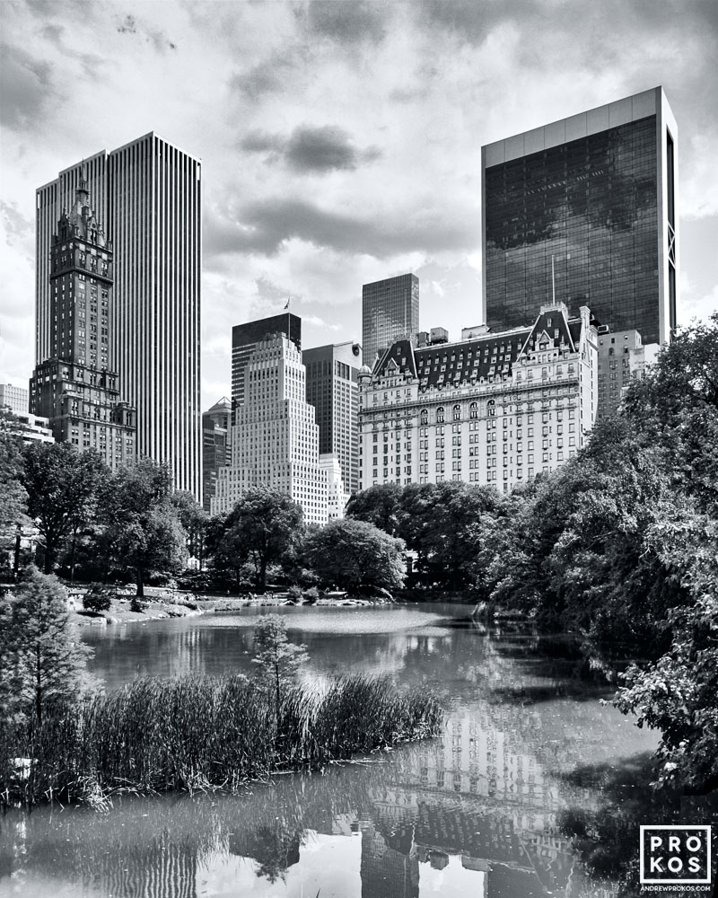 View Of The Plaza Hotel From Central Park - B&W Photograph - PROKOS