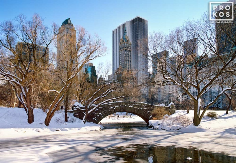 View Of Gapstow Bridge Pond In Winter Central Park Landscape