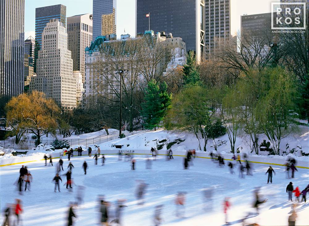 Central Park Ice Skaters In Winter Fine Art Photo By Andrew Prokos   CENTRAL PARK WOLLMAN RINK SKATERS 1000PX 