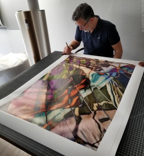 Abstract Photography - Photographer Andrew Prokos signing Chromatic Abstract limited edition print