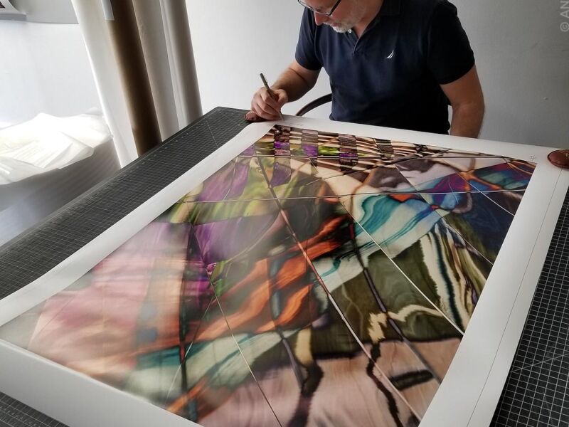 Abstract Photography - Photographer Andrew Prokos signing Chromatic Abstract limited edition print