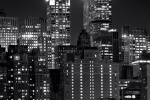 An ultra high-definition vertical cityscape photo of Midtown Manhattan and the Chrysler Building at night in black and white. Large-scale fine art prints of this photo are available in sizes up to 96" in height.