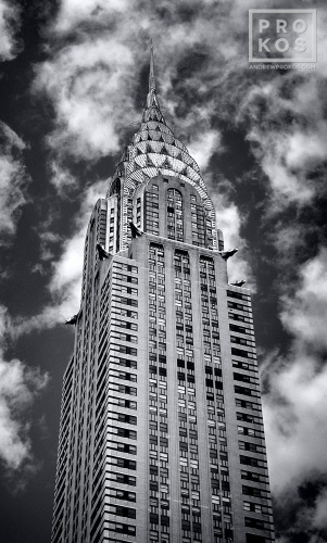 A fine art architectural photograph of the Chrysler Building, New York City in black and white.