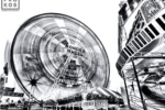 A large-format black and white fine art photograph of Coney Island from Andrew's fine art series Inverted.