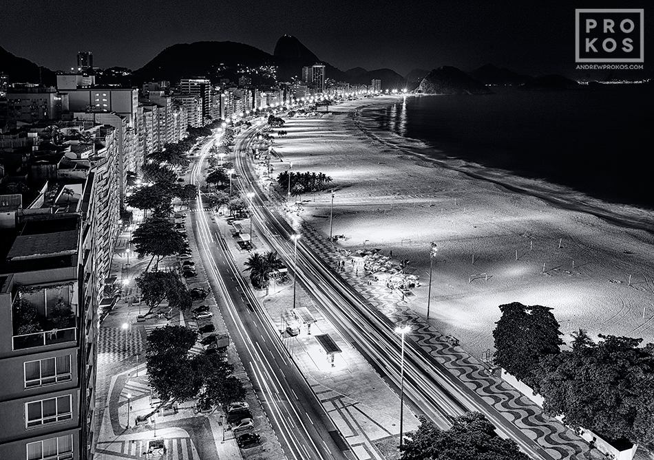 black and white beach at night photography