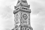 A black and white photo of the Custom House Tower in Boston, Massachusetts by photographer Andrew Prokos