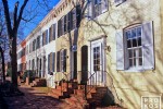A view of the historic Colonial row houses along N Street in Georgetown, Washington DC