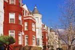 An architectural photo of the historic row houses along P Street in Georgetown, Washington DC