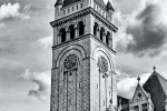 A black and white fine art architectural photo of the tower of the Old Post Office building in Washington DC