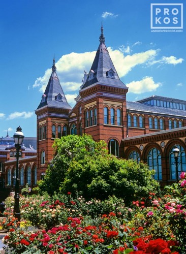 A view of the Smithsonian Museum Arts and Industries Building from the rose garden, Washington DC