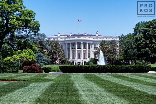 A photo of the White House from the South Lawn in Summer, Washington DC