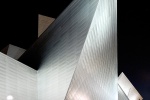 Exterior view of the Denver Art Museum at night, Denver, Colorado