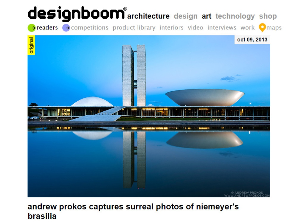 Article on Andrew's photography of the Brasilian Capitol in DesignBoom magazine
