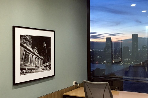 Limited edition framed black and white photograph of Grand Central Terminal by photographer Andrew Prokos installed at Diageo NY offices.