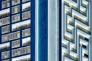 An architectural detail of Dubai's Index Tower from Andrew's conceptual photography series "Inverted". Framed limited edition prints of this photo are available up to 72 inches in height