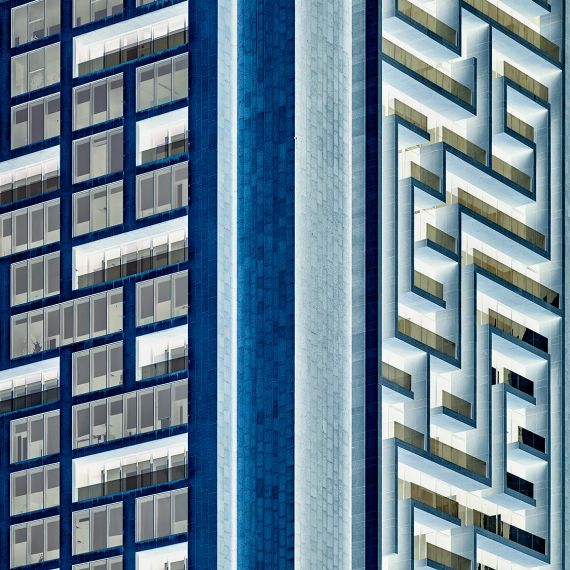 An architectural detail of Dubai's Index Tower from Andrew's conceptual photography series "Inverted". Framed limited edition prints of this photo are available up to 72 inches in height