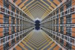 A surrealistic upward-looking view of a modernist building atrium from Andrew's Archistracts series of architectural abstract photographs. Large-scale limited edition prints of this photograph are available up to 96 inches in width and framed in various wood, metal, and acrylic styles.