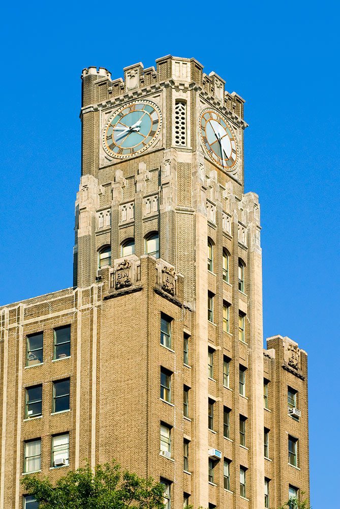 Clock Tower Plaza, Long Island City Framed Photograph by Andrew Prokos