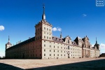 A wide view of the monumental El Escorial royal palace and monastery, also known as the Royal Monastery of San Lorenzo de El Escorial, Spain. Framed fine art prints of this photo are available in various styles, please inquire. 