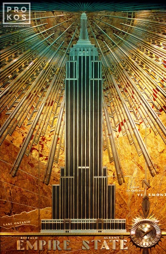 An Art Deco decorative relief from the interior of the Empire State Building, New York City