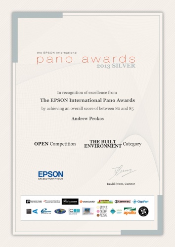 Epson Pano Award Silver Medal Certificate Andrew Prokos