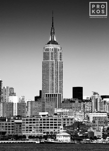View of the Empire State Building from Hoboken - B&W Photo - PROKOS