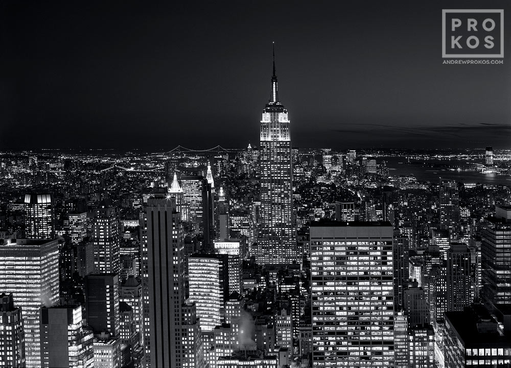 View of the Empire State Building and Manhattan at Night - Black ...