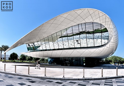 An architectural photo of the Etihad Museum, Dubai, UAE