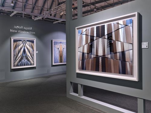 A view of large-scale photographs from the series 'Metropolis Abstracted' in the 2022 solo exhibition 'Andrew Prokos: New Abstraction' in the United Arab Emirates