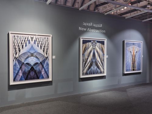 Large-scale photographs from the series 'Metropolis Abstracted' in the 2022 solo exhibition 'Andrew Prokos: New Abstraction' in the United Arab Emirates
