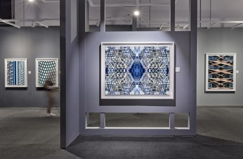 A view of large-scale photographs from the series 'Metropolis Abstracted' in the 2022 solo exhibition 'Andrew Prokos: New Abstraction' in the United Arab Emirates